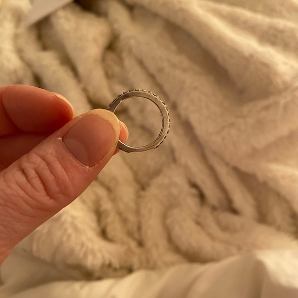 10k white fold wedding band .50tcw and goes 3/4 around - Picture 2 of 4